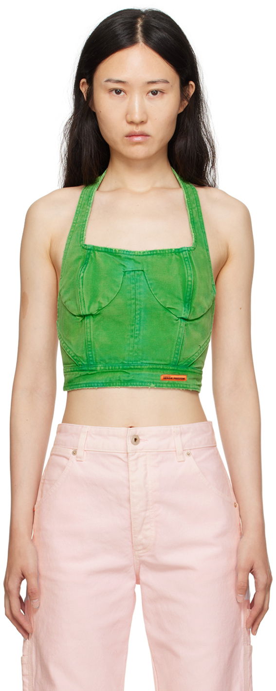 Majica brez rokavov HERON PRESTON Distressed Tank Top Zelena | HWAD045F23FAB0025500, 0