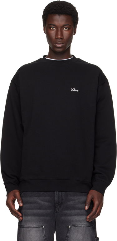 Pulover Dime Dime Cursive Small Logo Crewneck Sweatshirt Črna | DIMESU2538BLK, 0