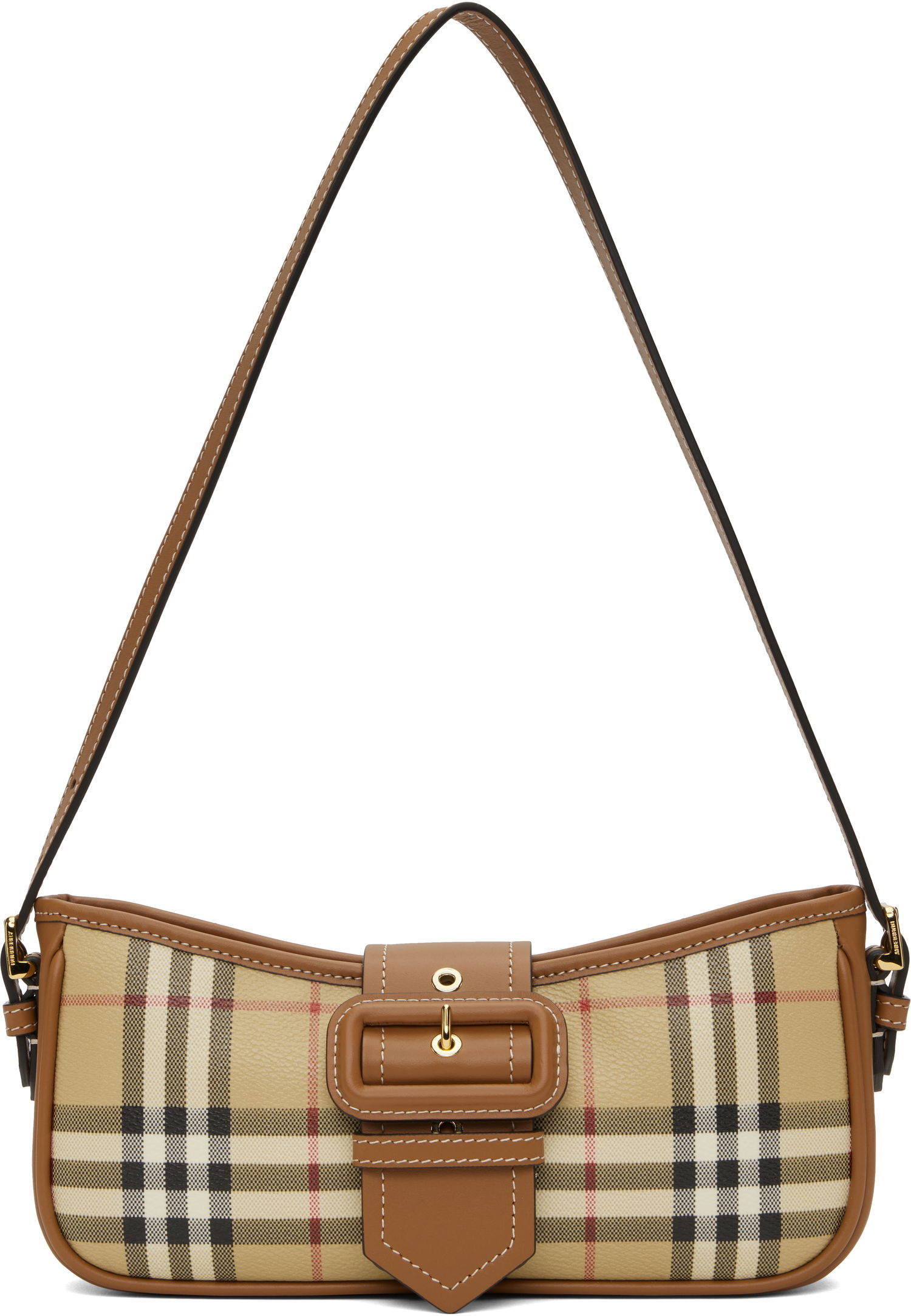 Torba za čez ramo Burberry Check Pattern Shoulder Bag Bež | 8092074, 0