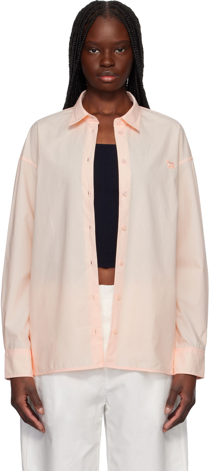 Srajce MAISON KITSUNÉ Maison Kitsuné Baby Fox Casual Shirt Roza | OW00401WC5042
