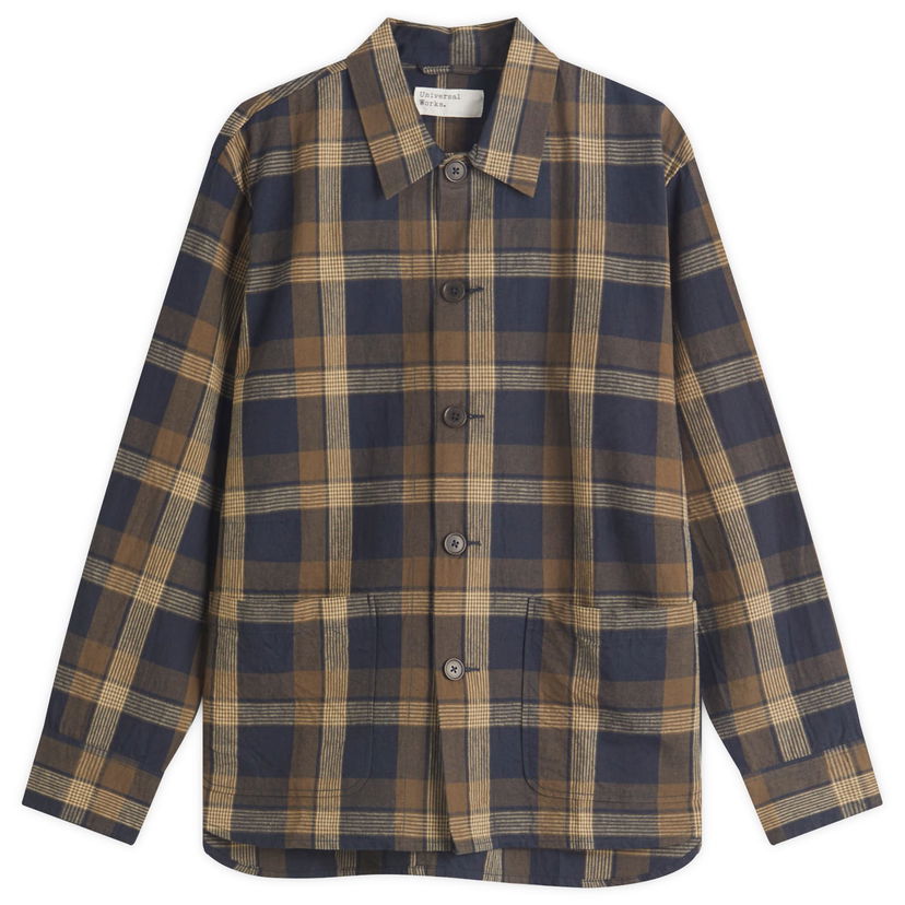 Srajce Universal Works Universal Works Lincot Big Check Travail Overshirt, Size Large Modra | 32559-NVB