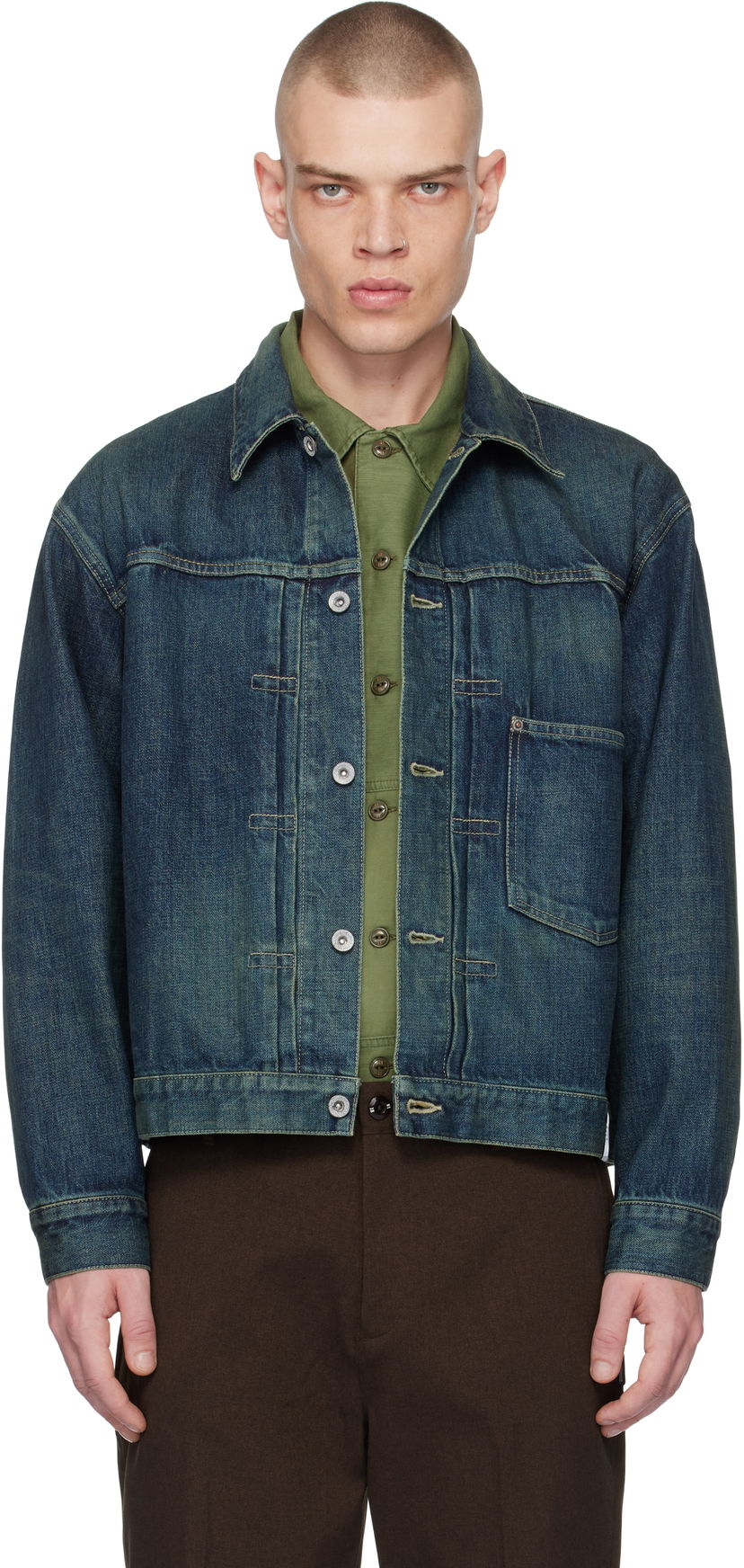 Bomber jakna Neighborhood Washed Denim Jacket Modra | 242XBNH-JKM02