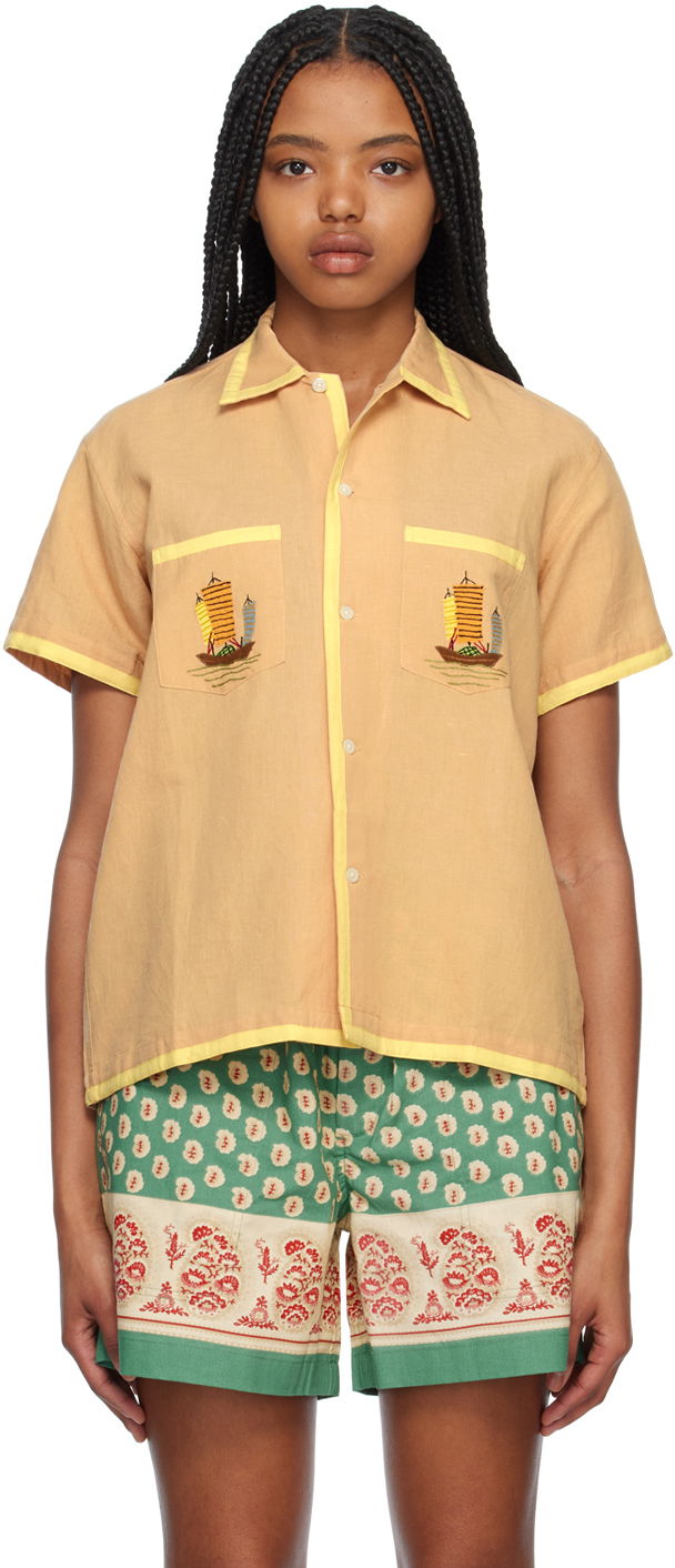 Srajce Bode Bode Ship Embroidered Shirt Bež | MRS23SH066