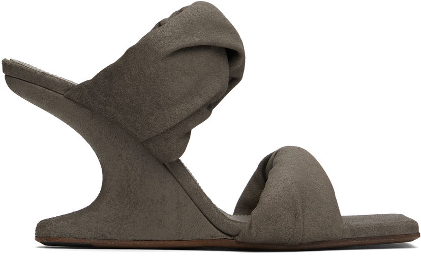 Nega čevljev Rick Owens Rick Owens Porterville Cantilever 8 Twisted Heeled Sandals Siva | RP01E7803 LBA