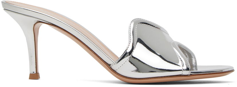 Superge in čevlji Gianvito Rossi Lucrezia 70 Metallic Leather Heeled Sandals Kovinski | G15070.70RIC.MET