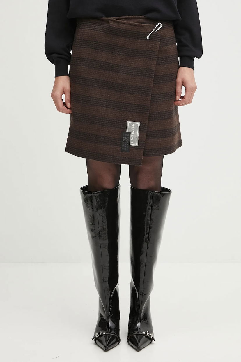 Krila Maison Margiela MM6 Maison Margiela Midi A-Line Wrap Skirt Rjava | S52MC0013.M35472.001F
