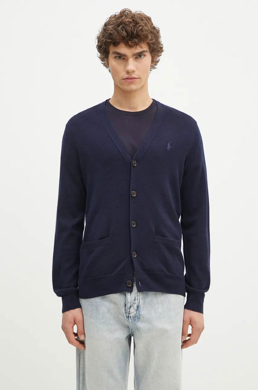 Pleteni pulover Polo by Ralph Lauren RWS  Cardigan Wool Mornarica | 710946144