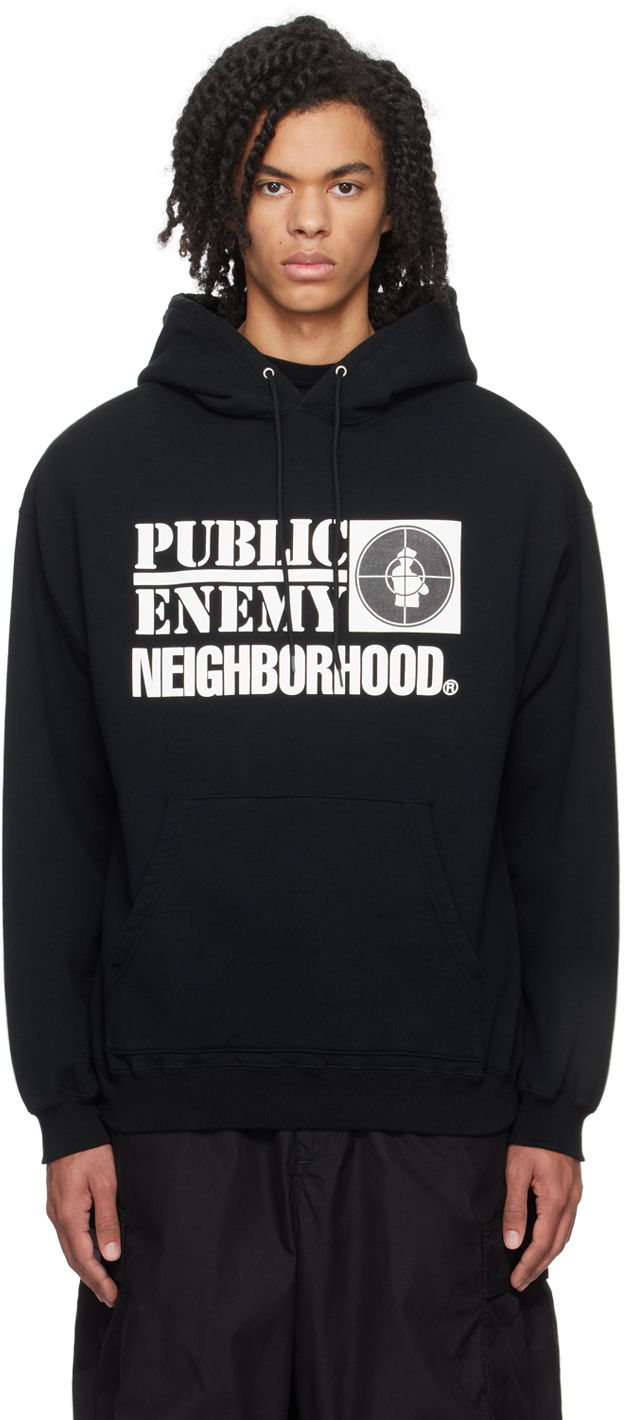 Pulover Neighborhood PUBLIC ENEMY x Hoodie Črna | 232UWNH-CSM01, 0