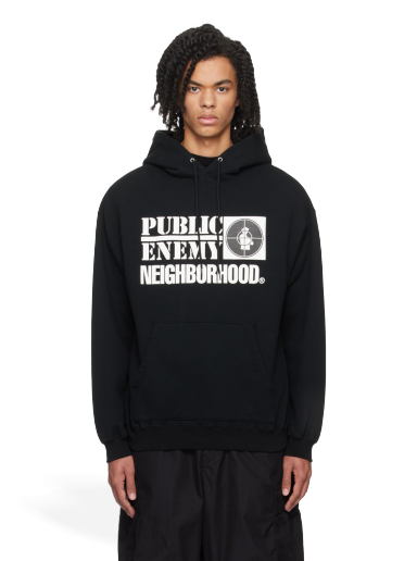 Pulover Neighborhood PUBLIC ENEMY x Hoodie Črna | 232UWNH-CSM01