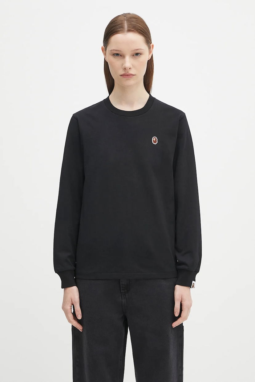 Majica BAPE A Bathing Ape One Point Long Sleeve T-Shirt Črna | 1K80211017