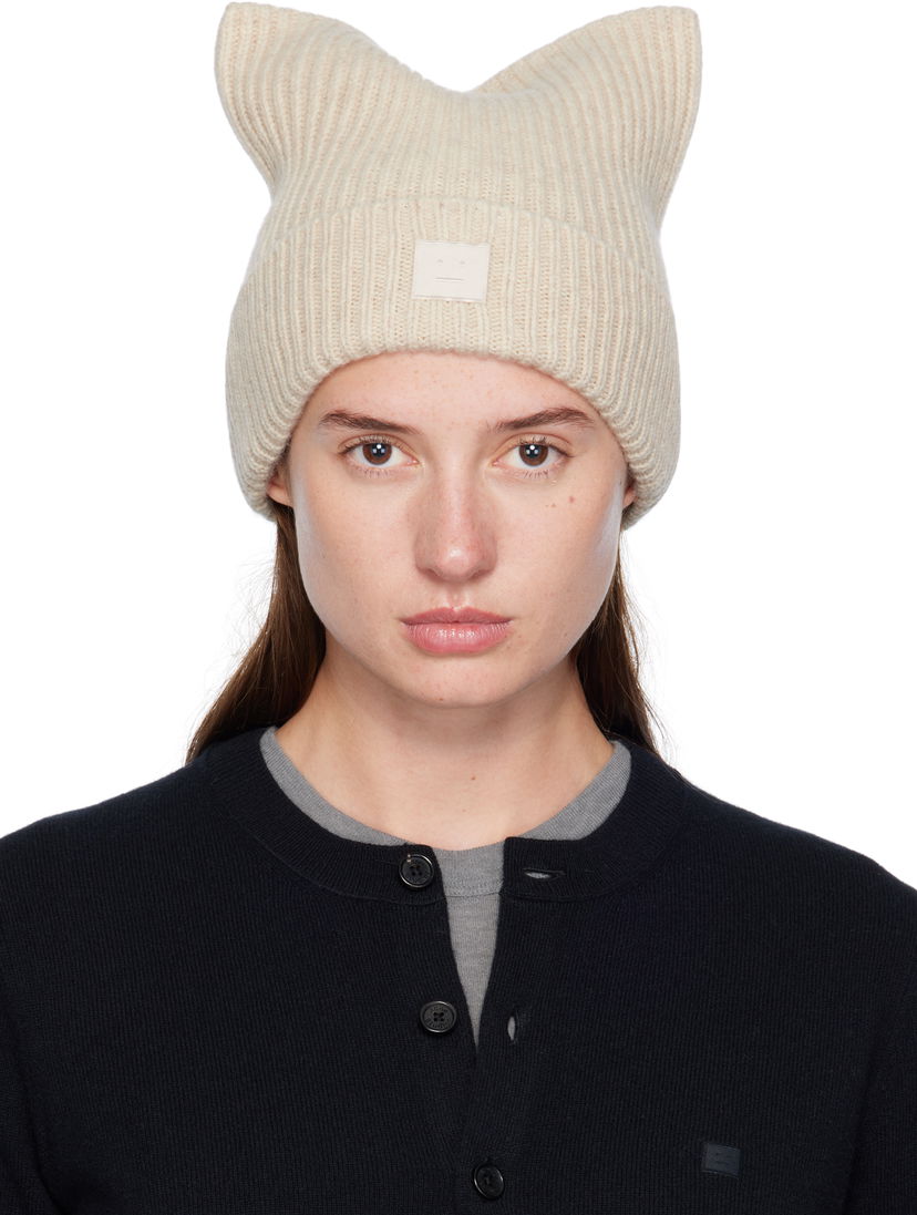 Beanie Acne Studios Acne Studios Square Face Logo Beanie Bež | C40426-