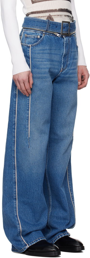 Kavbojke Jean Paul Gaultier Jean Paul Gaultier 'The Belted Denim' Wide-Leg Jeans Modra | 25/33-F-JE164-D013-57, 1