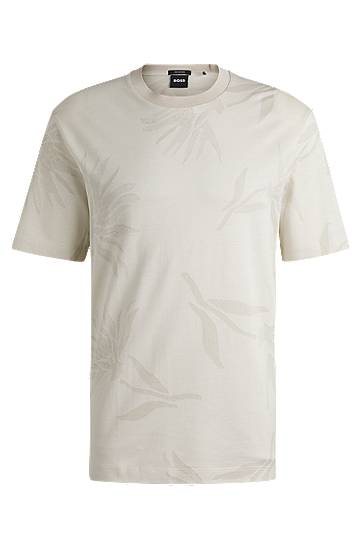 Majica BOSS Floral Jacquard T-Shirt Bež | 50536757
