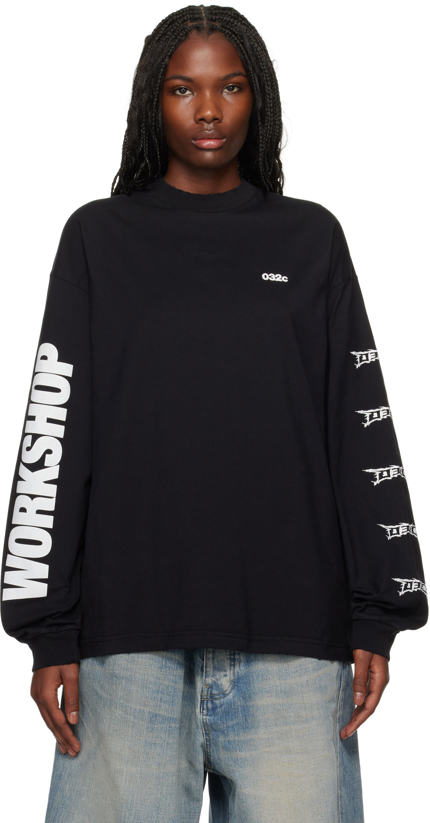 Majica 032C Longsleeve Boxy T-shirt Črna | F24-URC-0251-050-W, 0