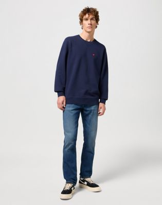 Pleteni pulover Wrangler Wrangler Sign Off Crew Sweatshirt Mornarica | 112350534:XXL