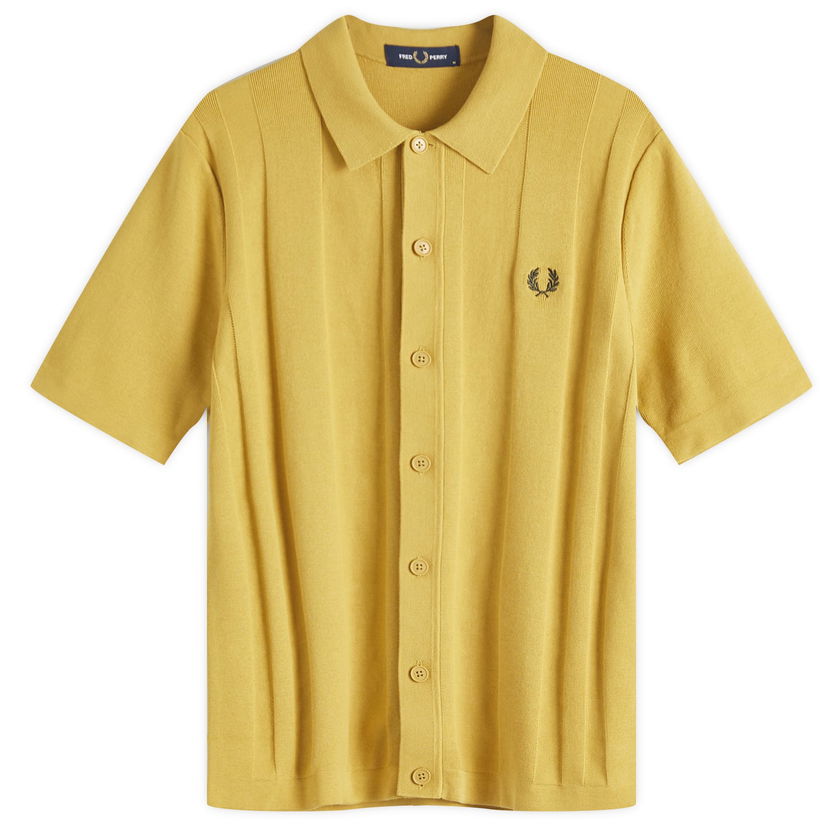 Srajce Fred Perry Fred Perry Knitted Short Sleeve Button Shirt Rumena | K9727-X18