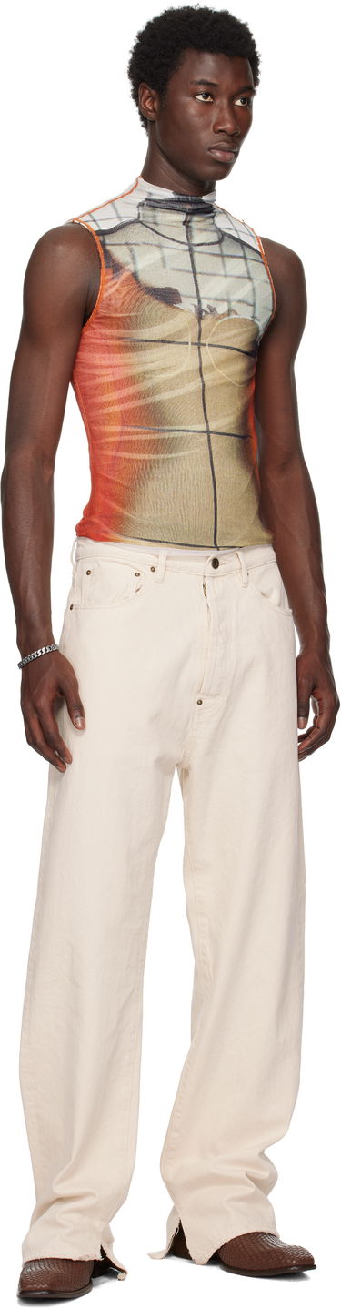 Majica brez rokavov Jean Paul Gaultier Jean Paul Gaultier 'The Fire' Printed Mesh Tank Top Oranžna | 25/03-W-TO307-M003P-150100, 3