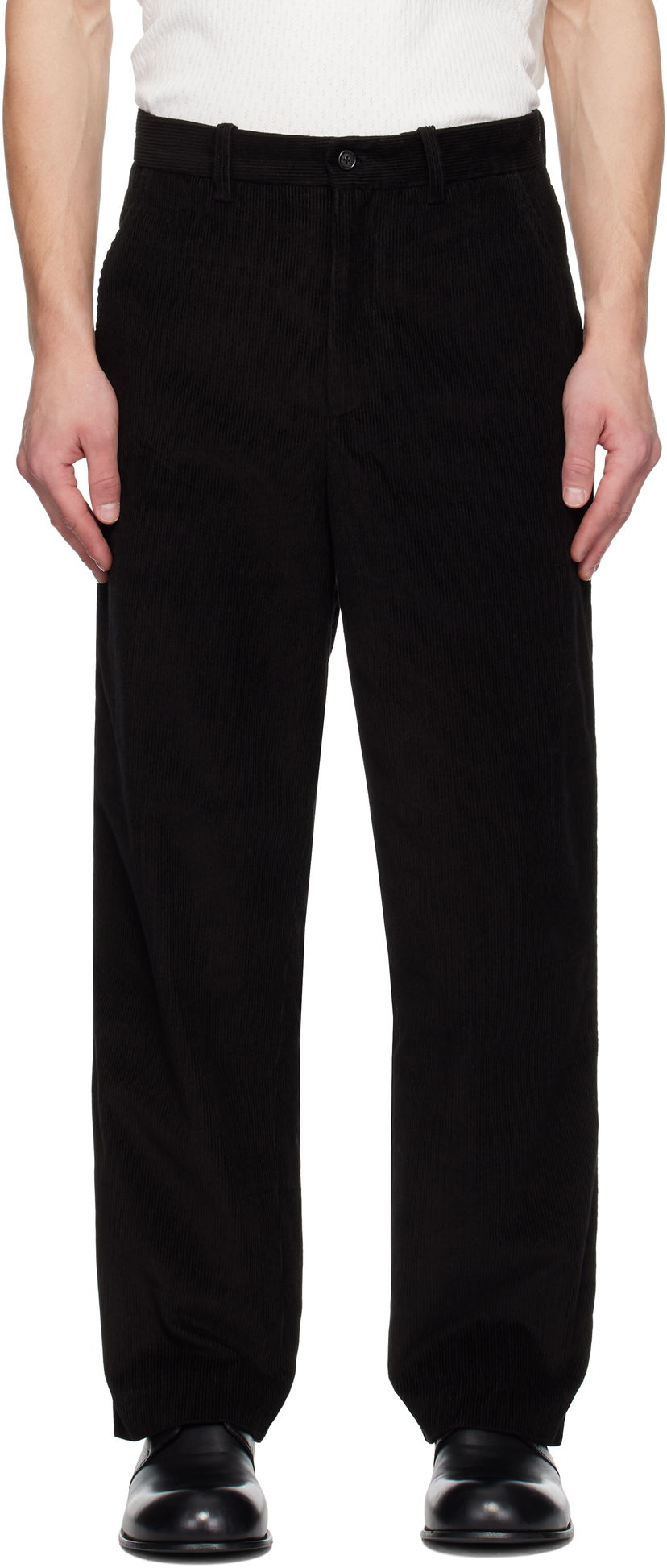 Cargo hlače Bode Bandstand Standard Corduroy Trousers Črna | MRF24BT022