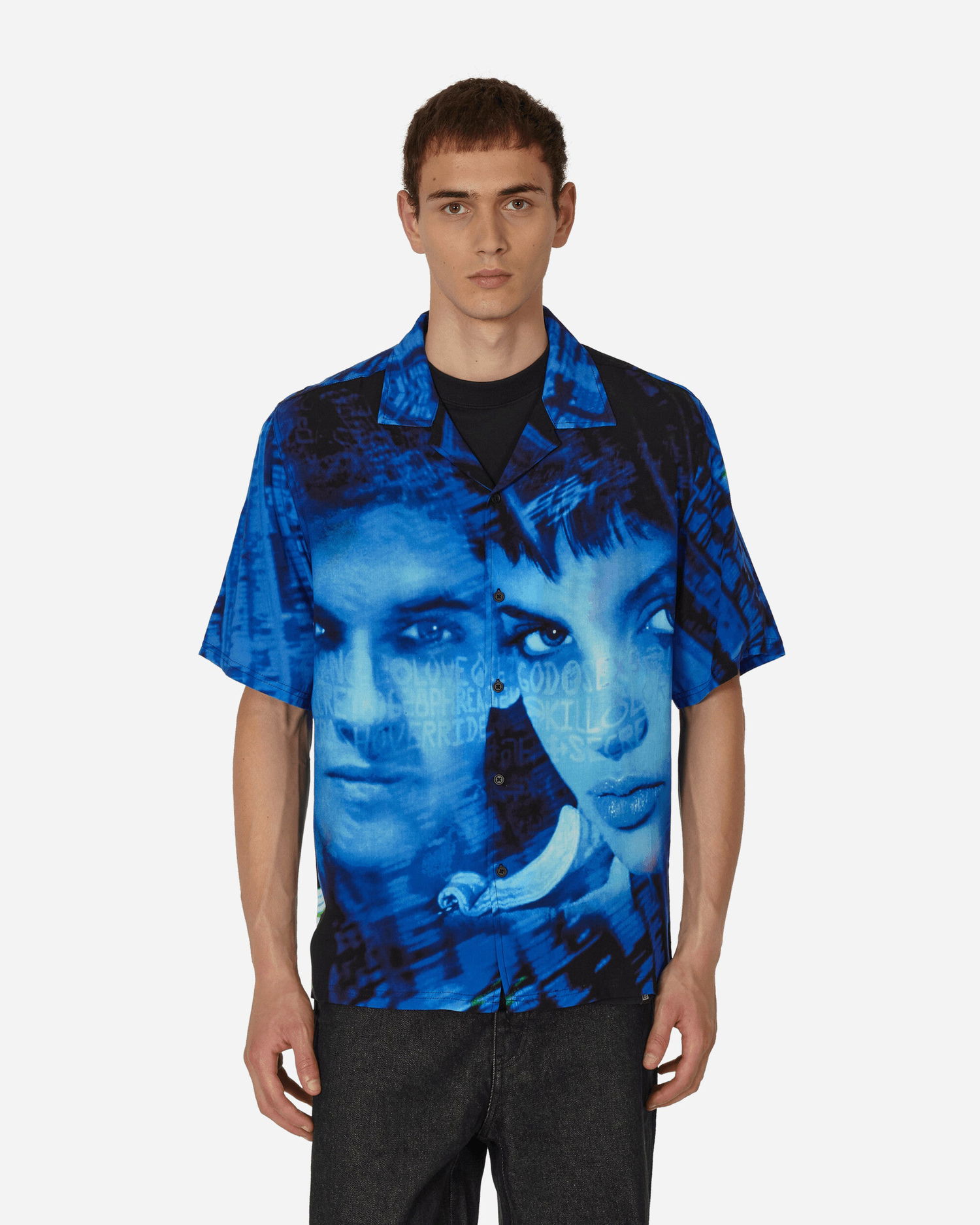 Srajce Pleasures Virus Rayon Button Down Mornarica | P23F061 BLACK, 1