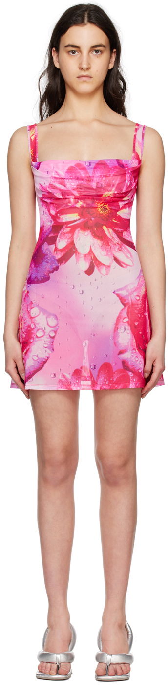 Obleke Miaou Miaou Ginger Floral Print Mini Dress Roza | 5018PM1DYR