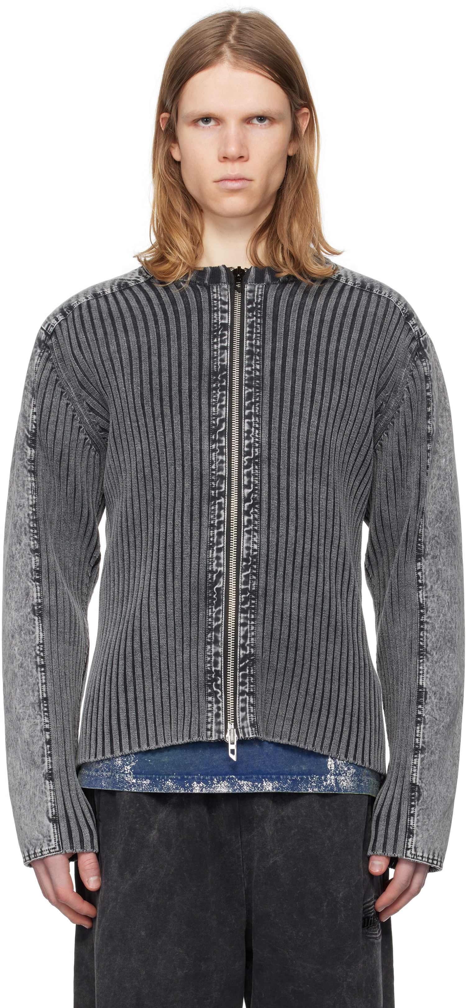 Pleteni pulover Diesel Diesel K-Matty Zip-Up Jacket Siva | A17464-0QMAN-900, 0