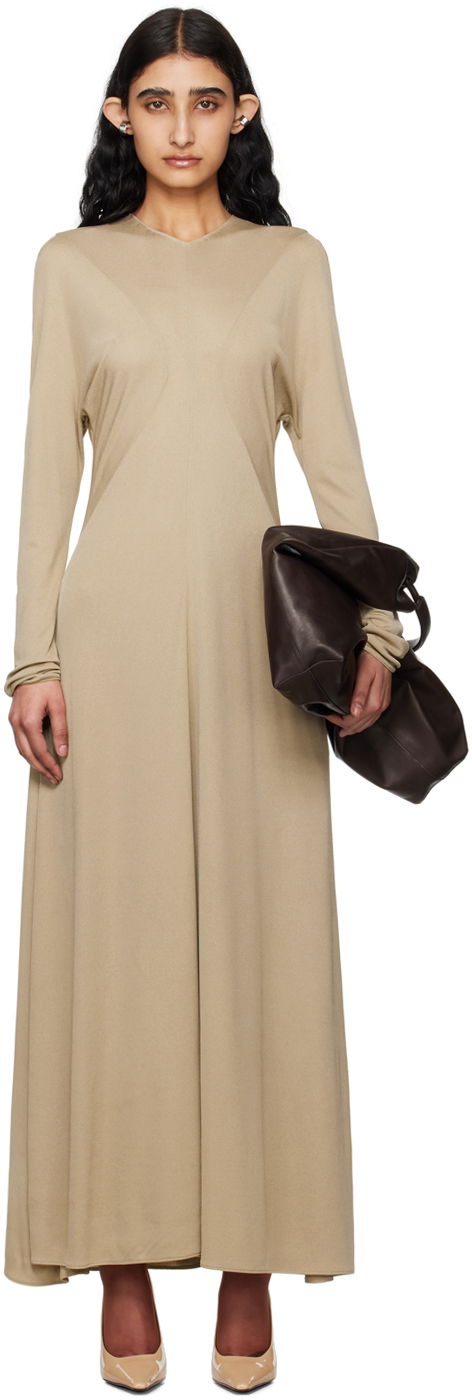 Obleke The Row Maxi Dress With Long Sleeves Bež | 7942-K546