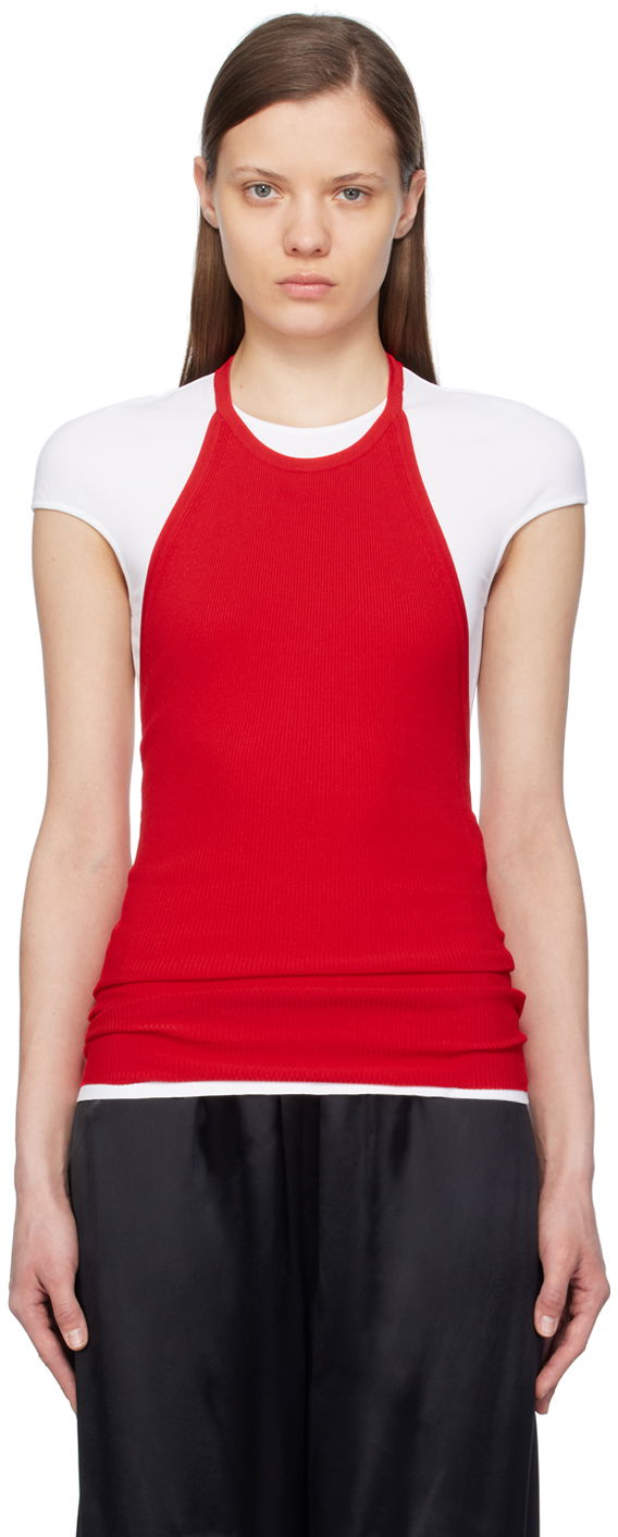 Majica brez rokavov FERRAGAMO Ferragamo Layered Halter Tank Top Rdeča | 112760 - 772712