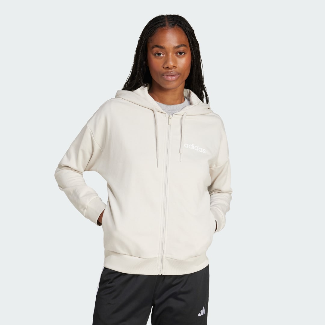 Pulover adidas Performance Essentials Linear Full-Zip Hoodie Bež | JC8265, 0