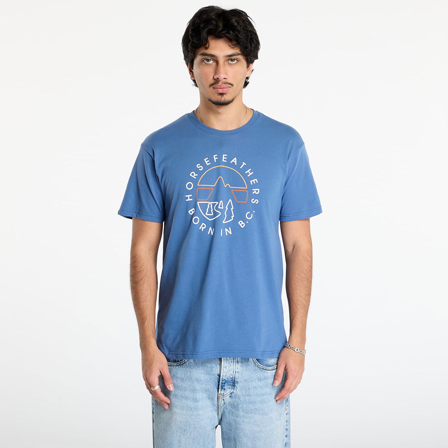 Majica Horsefeathers T-shirt Line Circle XXL Modra | SM1392C, 0