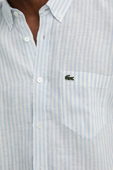 Srajce Lacoste Lacoste Linen Regular Fit Button-Down Shirt Modra | CH6985, 1