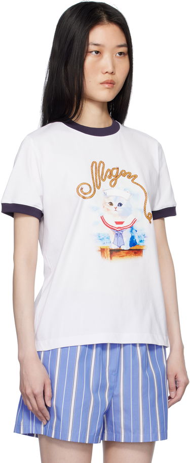 Majica MSGM White Graphic Print T-Shirt Bela | 3841MDM152 257002, 1