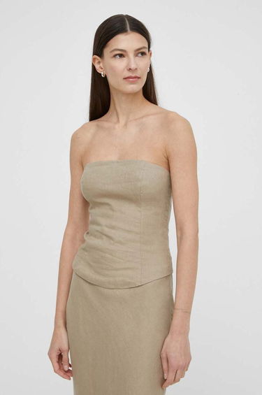 Majica brez rokavov Samsoe Samsoe Samsoe Samsoe SAELYNN Linen Bandeau Top Bež | F24100098, 3