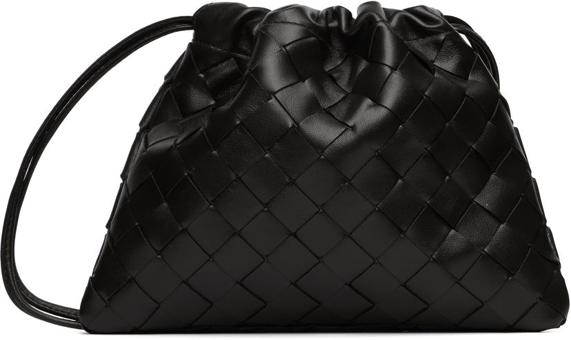 Torbica Bottega Veneta Bottega Veneta Small Intrecciato Leather Pouch Črna | 816987 V3IV1