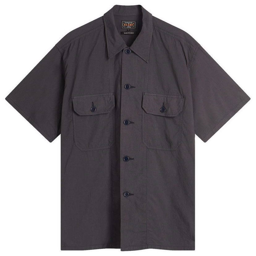 Srajce BEAMS Beams Plus Textured Ripstop Short Sleeve Shirt, Size Large Siva | 3801-0186-139-79