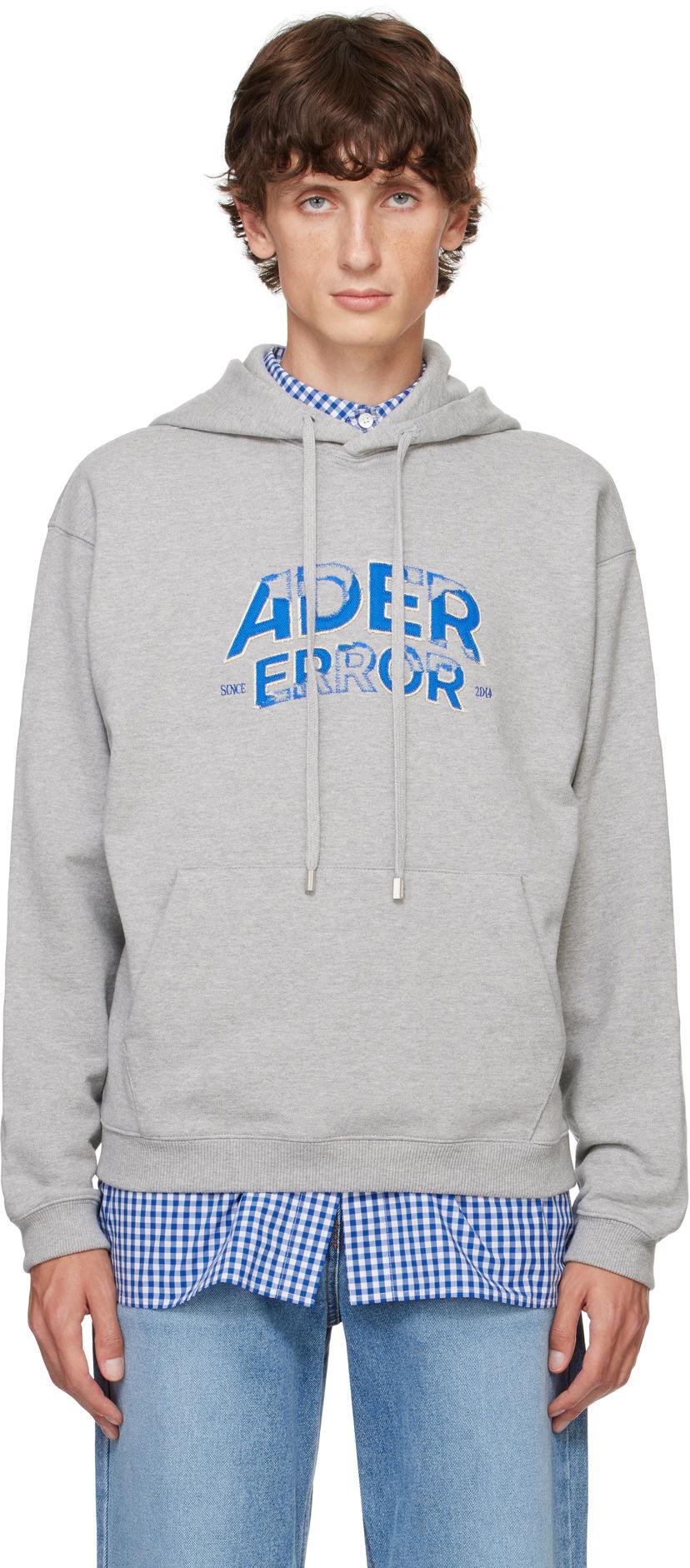 Pulover ADER ERROR Embroidered Logo Hoodie Siva | BN25FYHD0101GR