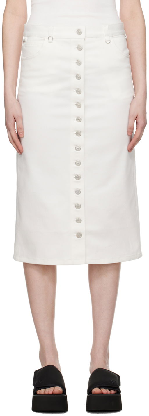 Krila Courrèges Courrèges Multiflex Denim Button-Front Skirt Bela | 124DJU155DE0022