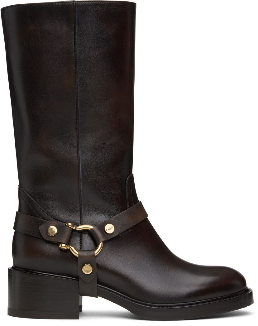 Oblačila CHLOÉ Chloé Dakota Leather Boots Rjava | CHC25S07QPW