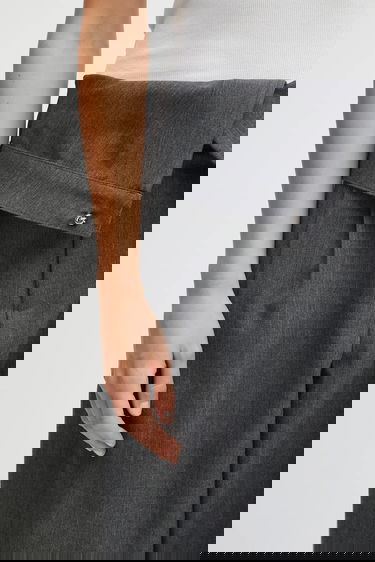 Hlače JW Anderson JW Anderson Fold Over High Waist Wide Leg Trousers Siva | TR0414.PG1821, 4
