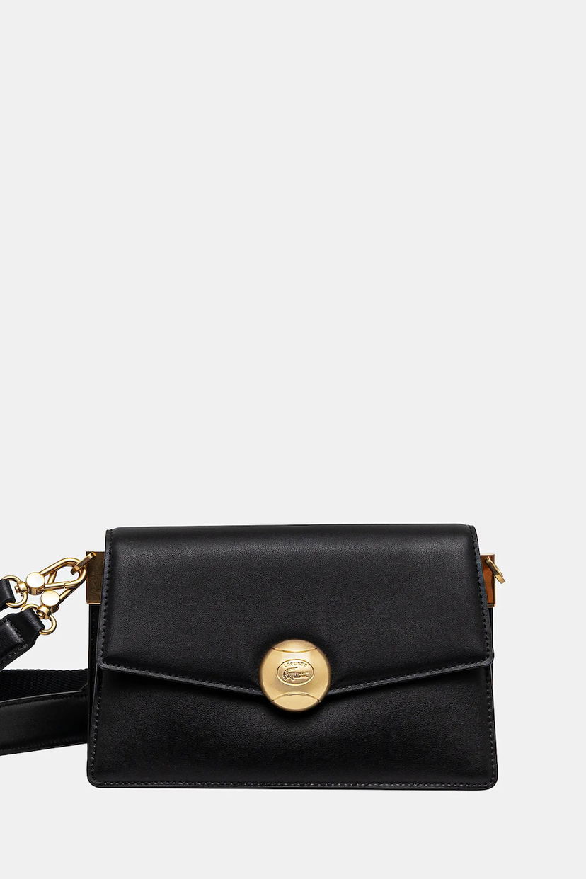 Torbica Lacoste Lacoste Leather Shoulder Bag Črna | NF5105IT