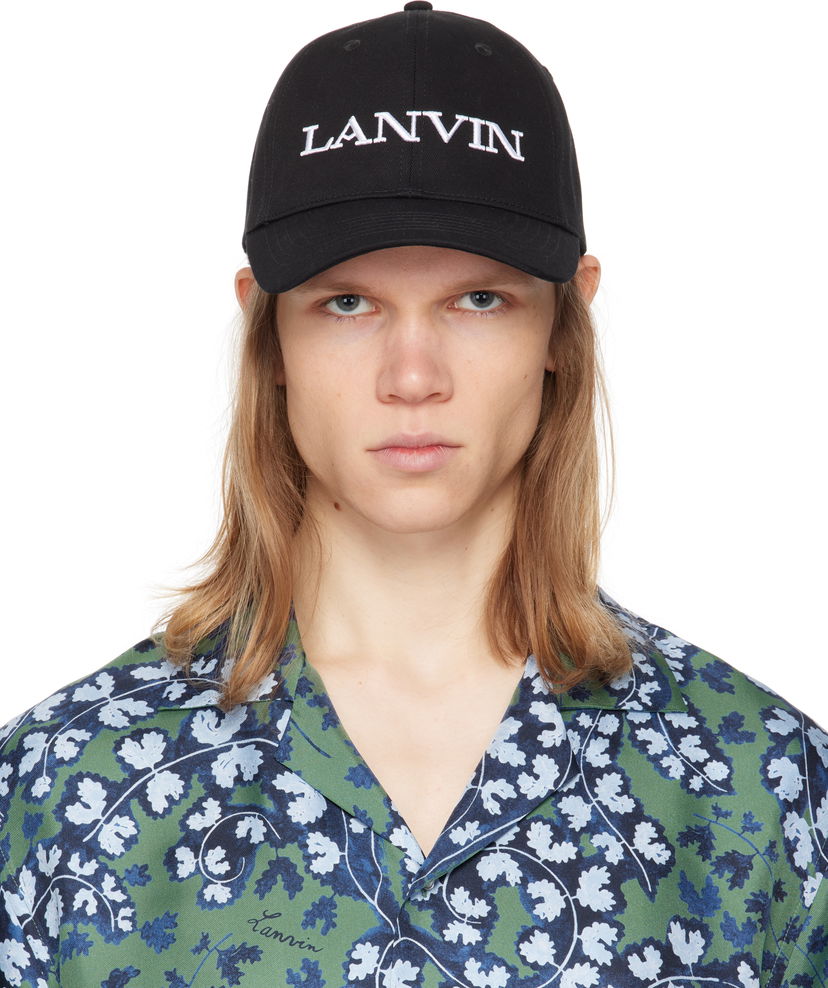 Kapa LANVIN Lanvin Embroidered Cotton Baseball Cap Črna | AM-HAWCA1-1CLO-P25