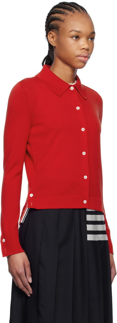 Pleteni pulover Thom Browne Thom Browne Cotton 4-Bar Cardigan Rdeča | FKL003A-Y3036, 1