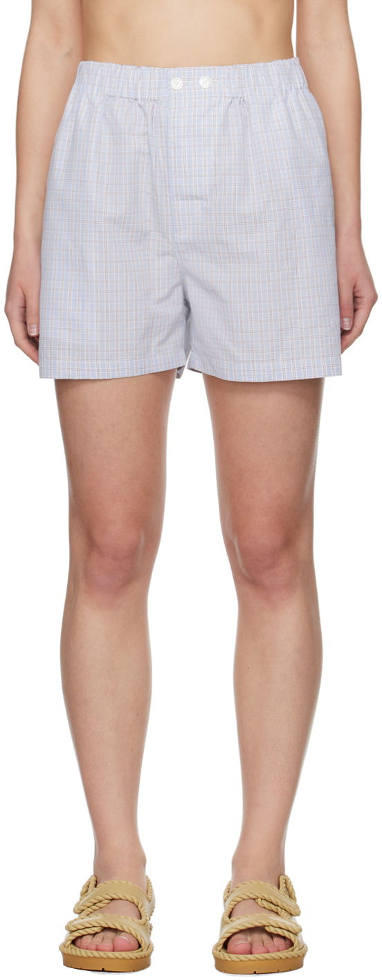 Kratke hlače Bottega Veneta Checked Shorts Modra | 770254 V3ZB0