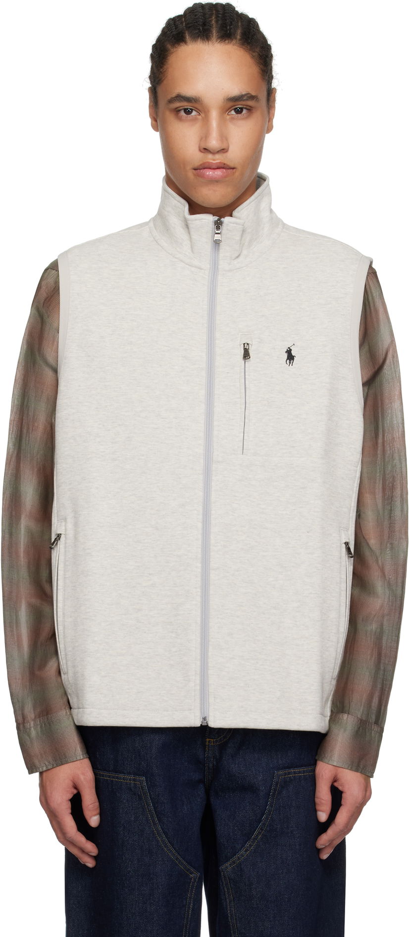 Telovnik Polo by Ralph Lauren Polo Ralph Lauren Double-Knit Mock Neck Vest Siva | 710934621005