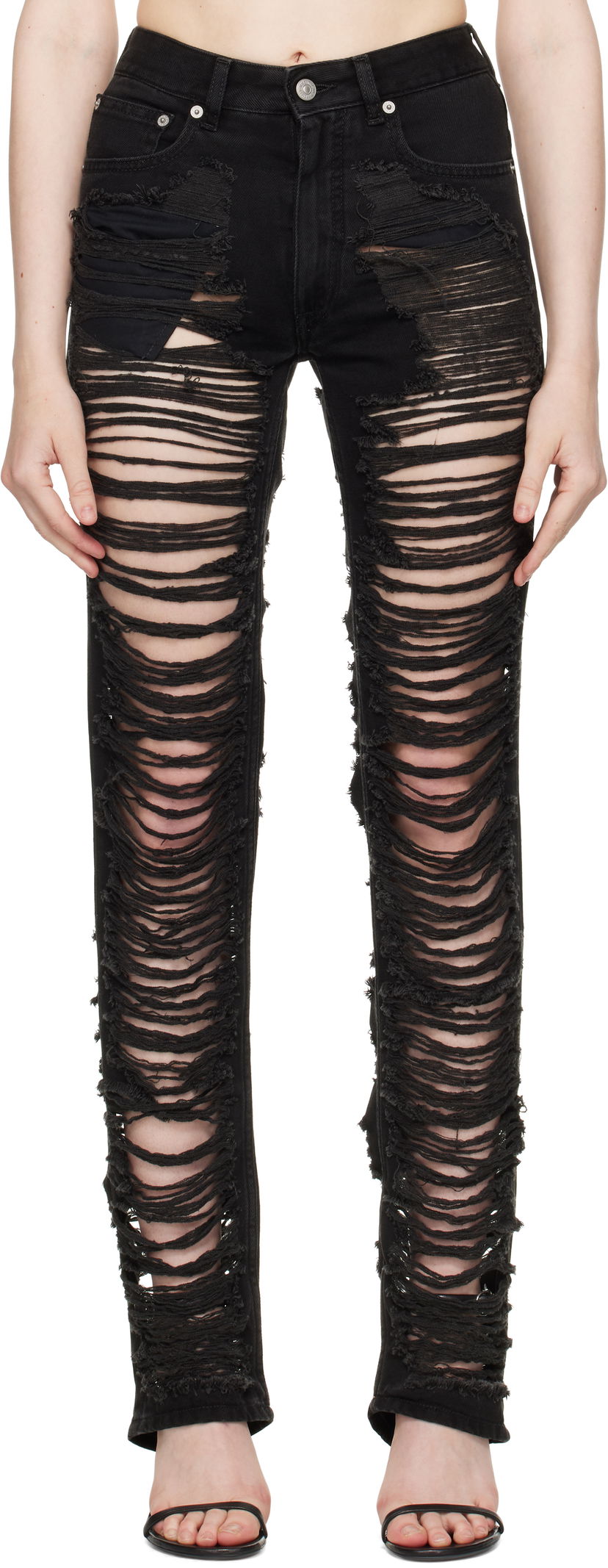 Kavbojke Maison Margiela MM6 Maison Margiela 5 Pockets Shredded Jeans Črna | S62LB0194 M30011