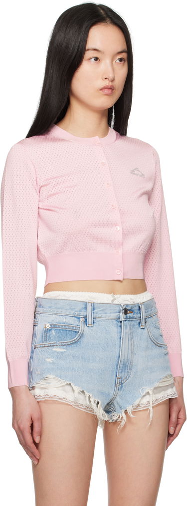 Pleteni pulover Alexander Wang alexanderwang.t Cropped Athletic Mesh Cardigan Roza | 4KC2253016, 1