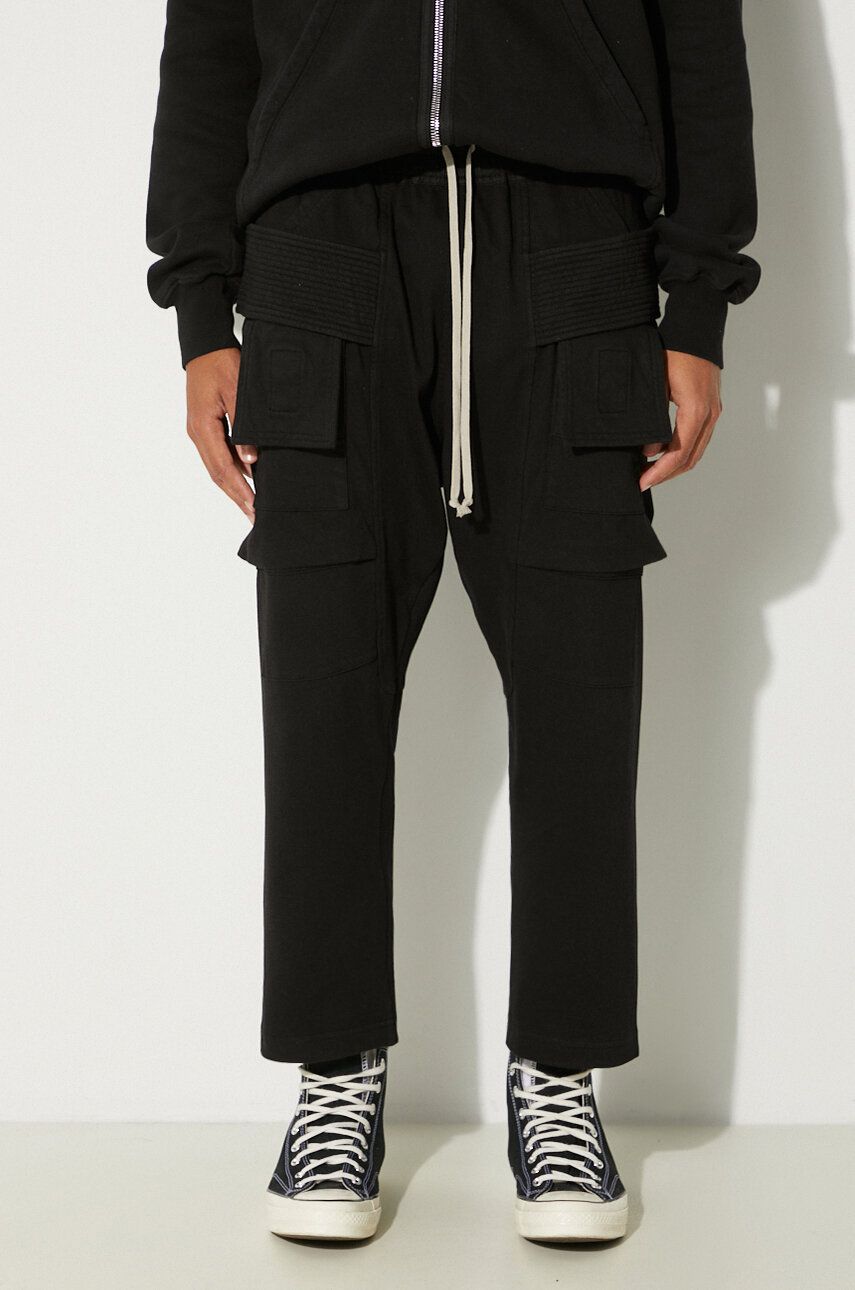 Cargo hlače Rick Owens Rick Owens Creatch Cargo Cropped Drawstring Sweatpants Črna | DU02D2371.RIG, 0