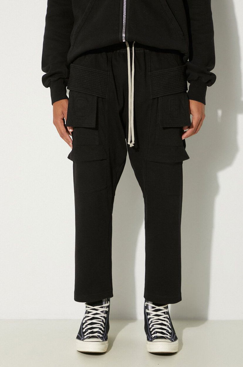 Cargo hlače Rick Owens Rick Owens Creatch Cargo Cropped Drawstring Sweatpants Črna | DU02D2371.RIG