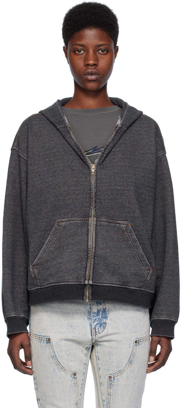 Pulover We11done Faded Zip-Up Hoodie Črna | WD-TJ0-24-787-U-BK, 0