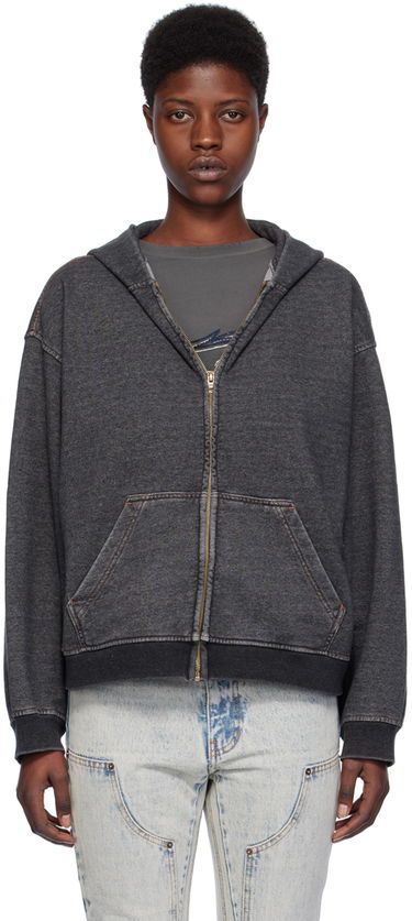 Pulover We11done Faded Zip-Up Hoodie Črna | WD-TJ0-24-787-U-BK, 0
