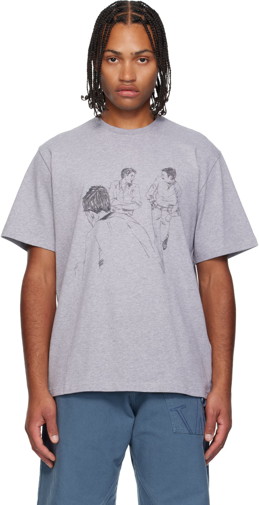 Majica JW Anderson Cafe Scene Printed T-shirt Siva | JT0303-PG1510